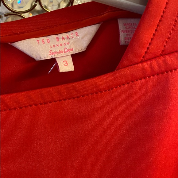 TED BAKER TEZZ CONTRAST PANEL SKATER DRESS IN RED size 3 - Picture 7 of 8